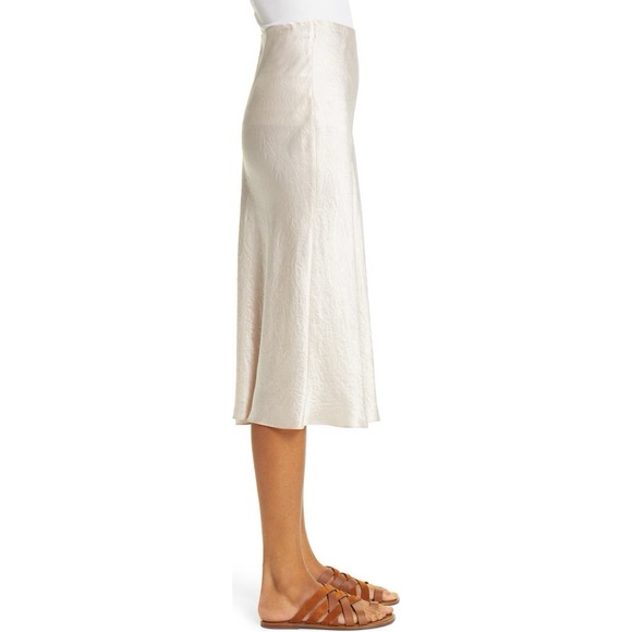 Vince Slip Midi Satin Skirt Size XL Ivory Off White Minimalist 90s Acetate - Picture 3 of 12